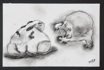 Desert Rain Frog Charcoal Drawing, Amphibian Hand-Drawn Original Wall Art, Frog Lover Gift, Art for Small Spaces